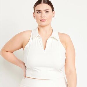Old Navy Powersoft White Collared tank top 2X Athletic Golf Activewear Nwt
